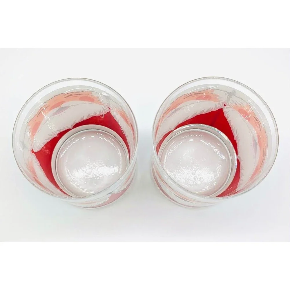 Vintage MCM Georges Briard Santa Claus Face Low Ball Glasses Set of 2 